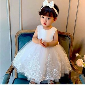 Elegant White Lace Kids Formal Dress